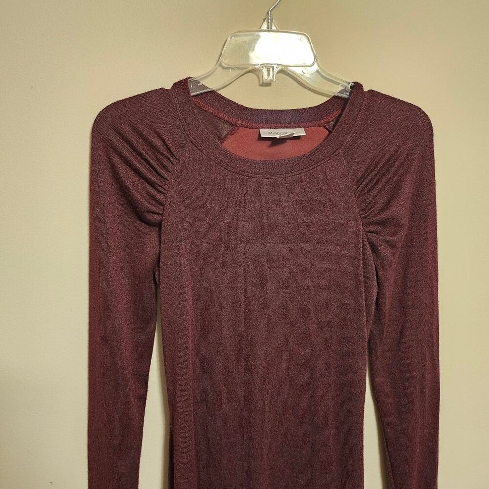 Motherhood Maternity Lined Long Sleeve Burgundy Dress Small - Picture 2 of 6